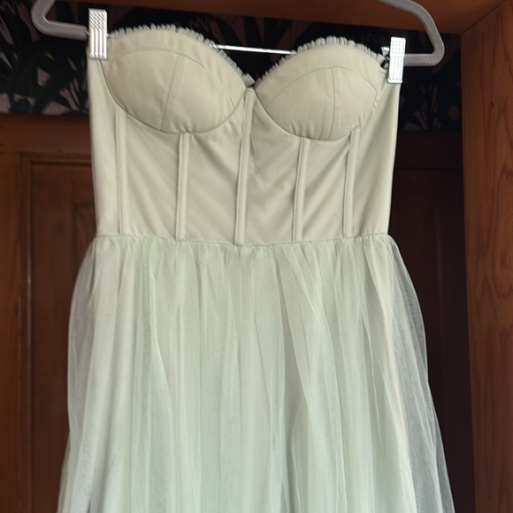 Lace & Beads Tulle Strapless Dress - Picture 2 of 5